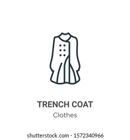 Trench coat outline vector icon. Thin line black trench coat icon, flat vector simple element illustration from editable clothes concept isolated on white background