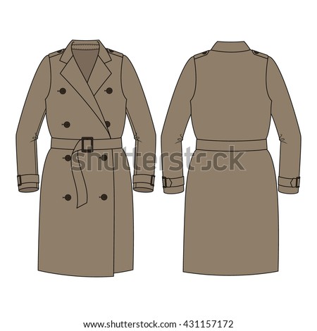 Trench Coat Technical Drawing Stock Vector (Royalty Free) 431157172