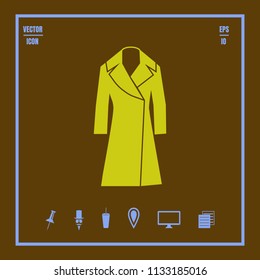 Trench coat vector icon. Flat design style