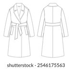 Trench Coat Vector Template for Technical Drawing Flat Design Mock up fashion illustration