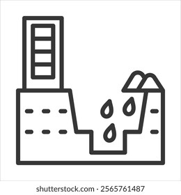 Trench Collapse Icon Vector Illustration Outline Style