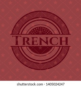 Trench retro style red emblem. Vector Illustration. Detailed.