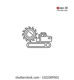 Trench rotor excavators - vector icon. Symbol for web, infographics, print design and mobile UX/UI kit. Vector illustration, EPS10.