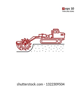 Trench rotor excavators - vector icon. Symbol for web, infographics, print design and mobile UX/UI kit. Vector illustration, EPS10.
