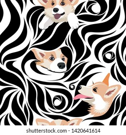 The trend of 2019. Pattern of ornament and animals. Zebra black and white. Seamless pattern for textiles