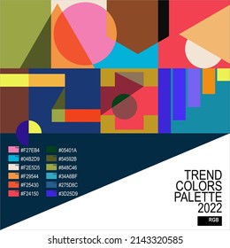 TREND 2022 COLOR PALETTE For Fashion, Graphic Design, Illustration, Ui, Flavor. Color Palette Forecast For Future Colors. RGB Color Palette.