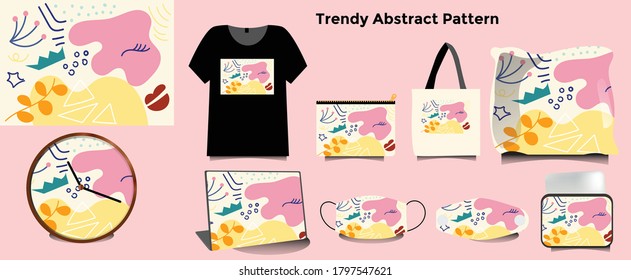 Trend Abstract Doodles pattern background.  can be applied to t-shirts, tote bags, masks, pillows, wall clocks, pillowcases, and so on.