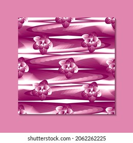 Trend abstract seamless pattern with colorful tropical floral and beach wave on the white background. Vector design. Floral background. Printing and textiles. Summer background