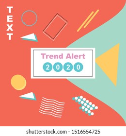 Trend Alert posters in trendy 80s-90s memphis style Memphis design start-up poster vector. Cards,posters. Memphis design 80-90s.