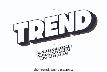 Trend alphabet 3d bold style for t shirt, decoration, banner, infographics, motion graphic, party poster, kids book, flyer, printing, industrial. Cool typeface. Trendy font. Vector 10 eps