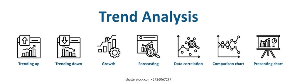 Trend Analysis icon banner line art collection