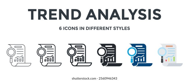 TREND ANALYSIS icon in different style vector illustration. Designed in thin line, regular line, bold line, glyph, color fill, and flat style can be used for web