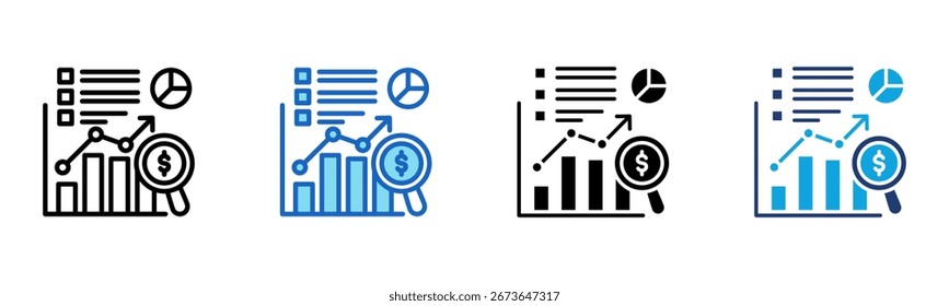 Icono de análisis de tendencias Ilustración vectorial de estilos múltiples