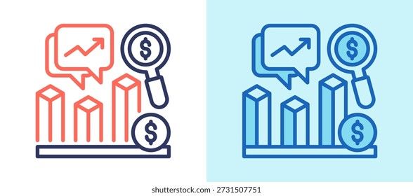 Trend Analysis Icon whiteblue Vector Illustration