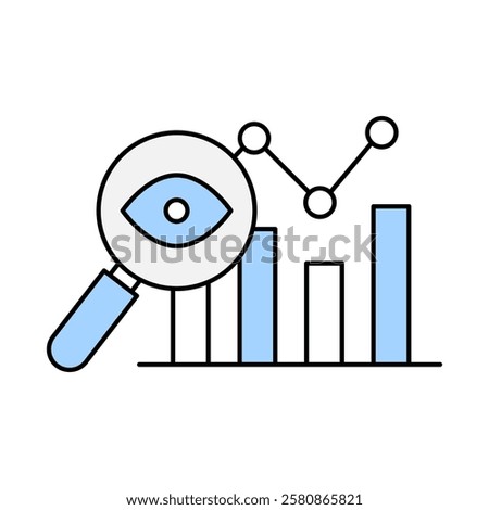 Trend Analysis – Magnifying Glass Over Graph Icon Representing Market Trend Insights for Business Decision Making