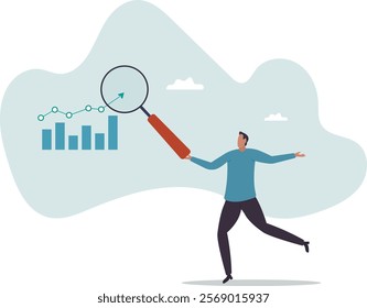 Trend analysis, marketing and sales information, analyze or predict trend line or profit, business forecast report.business concept.flat character.