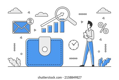 Trend analysis statistics. Processing and monitoring data information vector monocolor illustration