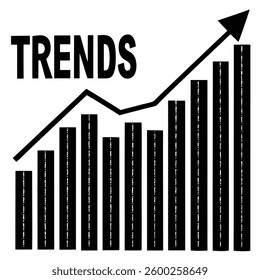 trend analysis, upward arrow, bar chart, growth visualization,