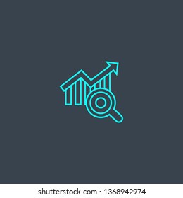 trend analyze concept blue line icon. Simple thin element on dark background. trend analyze concept outline symbol design. Can be used for web and mobile UI/UX
