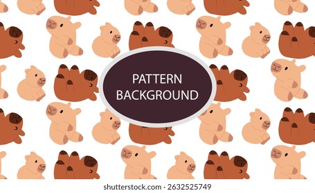 Trend animal capybaras cute pattern background