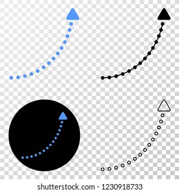 Up trend arrow EPS vector pictogram with contour, black and colored versions. Illustration style is flat iconic symbol on chess transparent background.