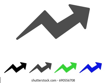 Trend Up Arrow flat vector pictogram. Colored trend up arrow, gray, black, blue, green icon variants. Flat icon style for web design.