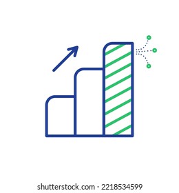 Trend Up Arrow Growing Pointing Up On Bar Chart Icon Bar Chart Success Chart Flat Upward Trending Infographic Element Interface Design For Ui App Ux Web Button, Vector Isolated On White Background