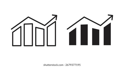 Icono de flecha de tendencia y paquete de estilo de trazo plano sobre fondo blanco. Ilustraciones vectoriales