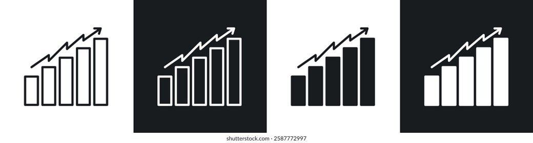 Trend Arrow icon set black and white colors. Graphic Vector icons pack