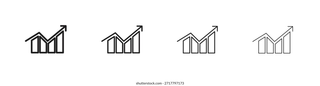 Conjunto de ícones de Tendência. Uma coleção de ícones simples de traçados finos pretos
