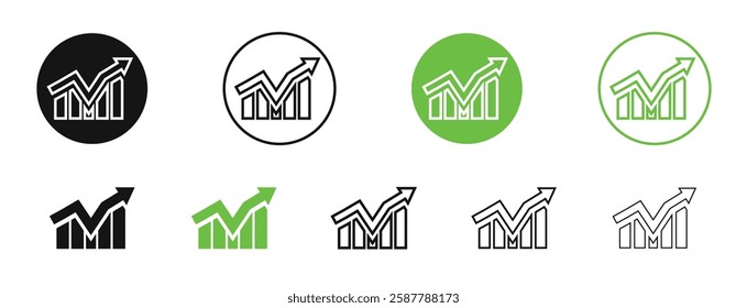 Trend Arrow icons in black and green colors collection