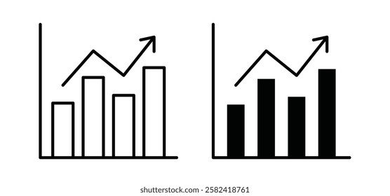 Trend Arrow icons pack vectors in black flat and strokes