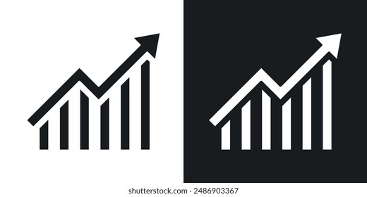 Icono de Vector de flecha de tendencia en color blanco y negro sólido
