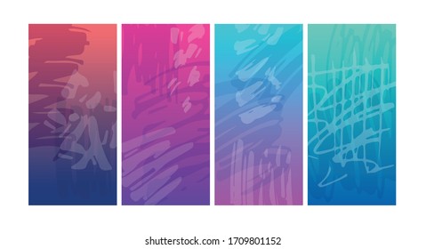 Trend background.  Bright colored with hand drawn scribbles  Birthday party or anniversary invitation. Pattern background set. Social media story templates. Abstract pattern. Seasonal sale banner.