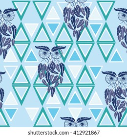 trend bird owl vector illustration, bo-ho style illustration