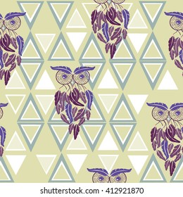 trend bird owl vector illustration, bo-ho style illustration