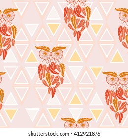 trend bird owl vector illustration, bo-ho style illustration