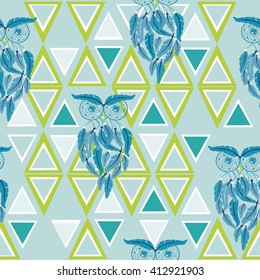 trend bird owl vector illustration, bo-ho style illustration
