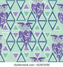 trend bird owl vector illustration, bo-ho style illustration