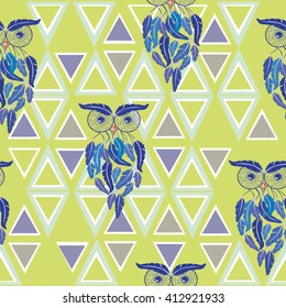 trend bird owl vector illustration, bo-ho style illustration