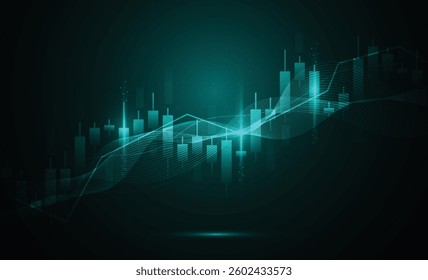 Trend business candle stick graph chart of stock market investment trading on green background design. Bullish point. Vector illustration