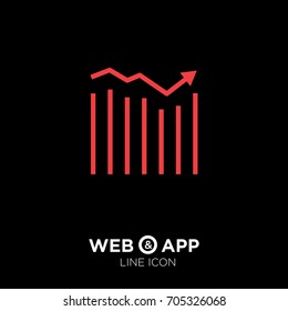 Trend up business graph line vector icon