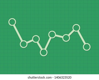 Trend of business with ups and downs on dark green graph paper vector illustration