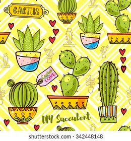 Trend of cactus patterns. Bright seamless patterns for fabrics, prints, scrapbooking, smart phones, wallpaper.