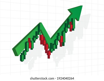 up trend candle stick graph with 3D artwork 