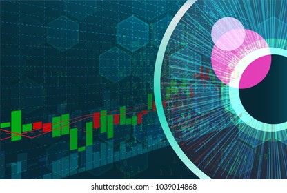 trend of candle stick graph with bar chart of business investment trading for data analysis on blue background. It can be concept for gold, money, oil,forex or stock trading in vector illustration