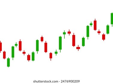 Gráfico de barras de candelabro de tendencia ascendente sobre fondo blanco - Concepto de gráfico de barras de análisis técnico del mercado bursátil - Patrón de gráfico de candelabro de Forex.