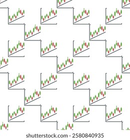 Trend and Candlestick Chart vector Crypto Investment concept seamless pattern