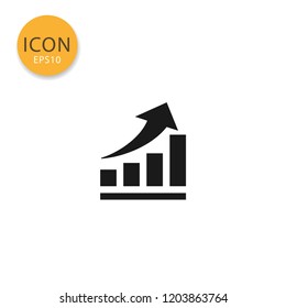 Up trend chart icon flat style in black color vector illustration on white background.