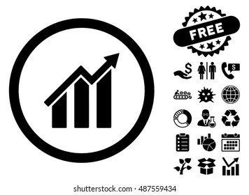 Trend Chart icon with free bonus pictures. Vector illustration style is flat iconic symbols, black color, white background.